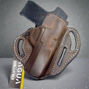 Right Hand Side or Cross Draw Leather Belt Holster for Ruger P345R (With Rail)